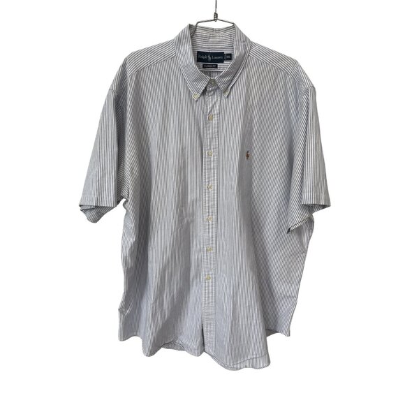 Ralph Lauren Button Front Shirt Size XXL Striped Short Sleeve Classic Fit Career - Picture 1 of 8
